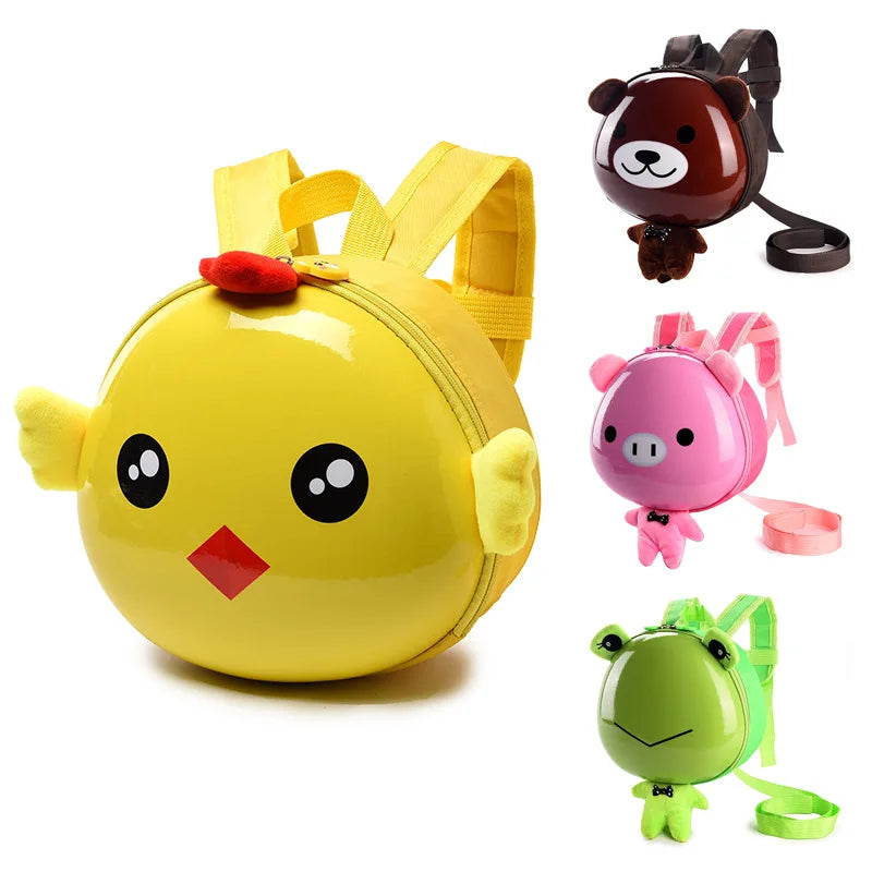 Kindergarten cartoon backpack children aged 1-3 boys girls with double shoulder anti loss backpack cute little chicken hard