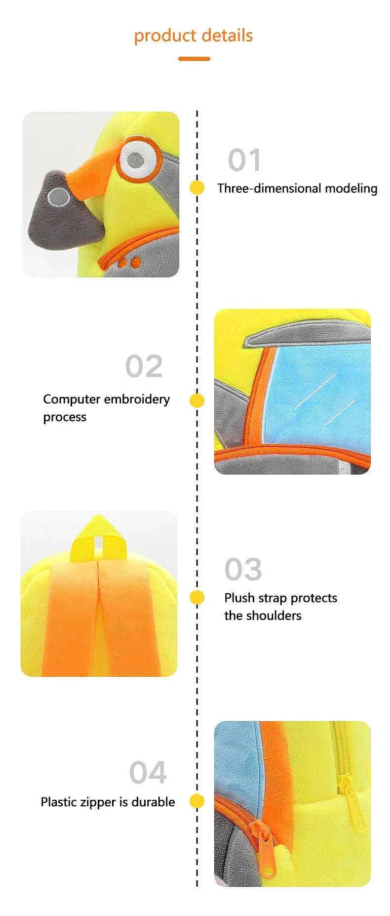 2-4 years old kids engineering backpack cartoon excavator backpack plush kids small school bag toy backpack - Baby's World