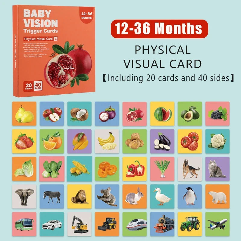 Flash Cards Baby Visual Stimulation Cards for Toddlers Sensory Development Early Education Learning Toys For Newborn Funny Gifts