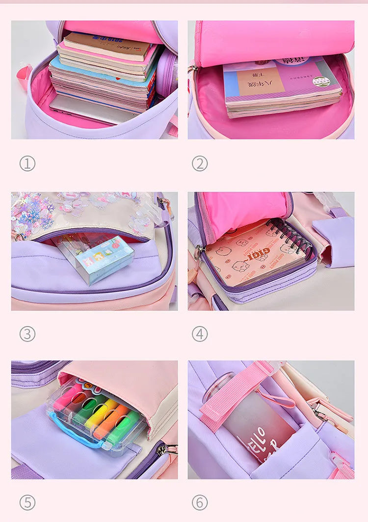 cute school backpack girls schoolbag waterproof book bag student backpack with many pockets elementary school bags for