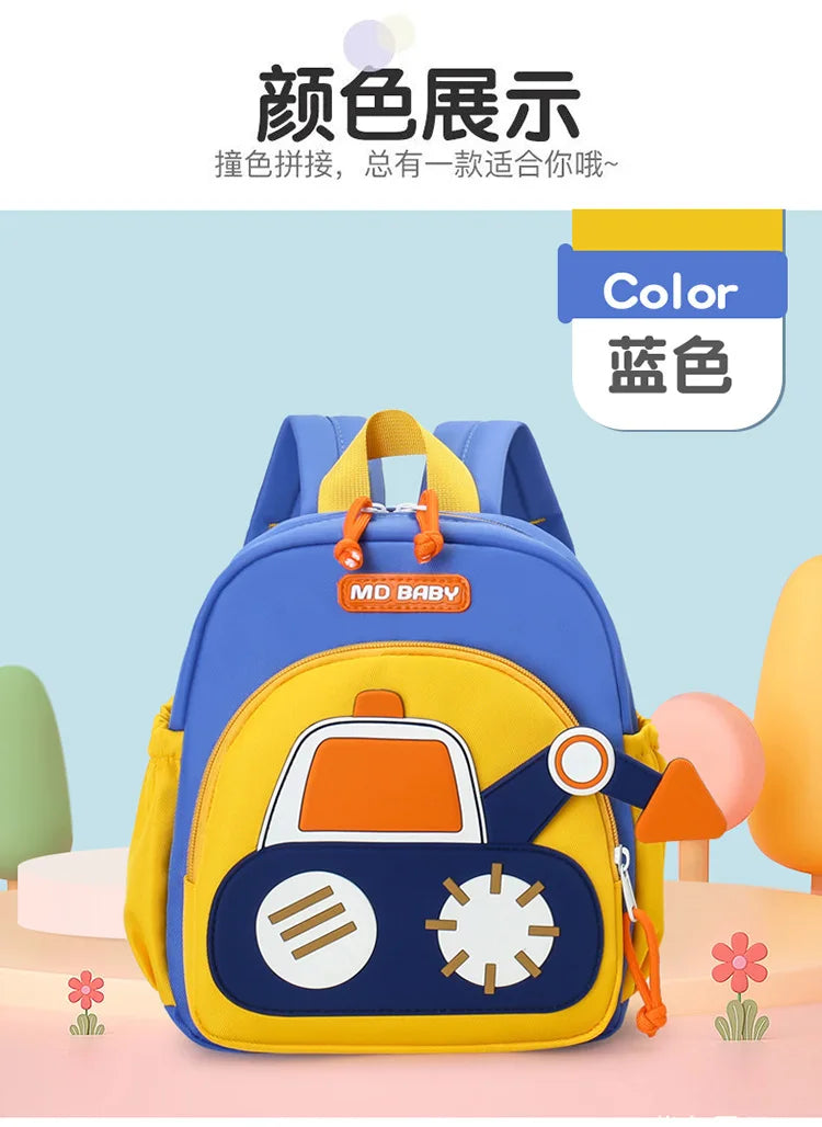 Kids Backpack for Boys Girls Toddler School Kinder garten Cute Construction Truck Car Design Trendy Casual Backpack - Baby's