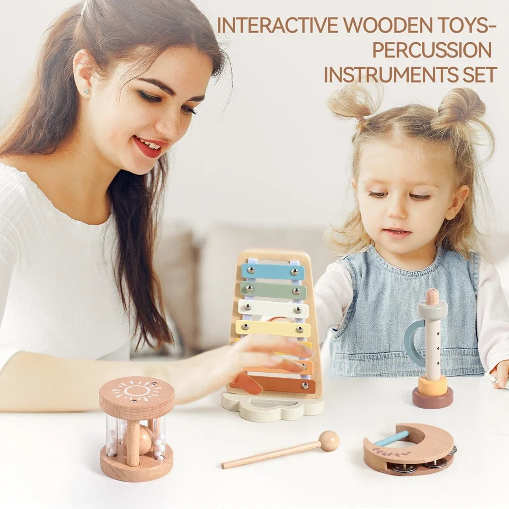 Musical Instruments Montessori Music Baby 0 12 Months Toys Drum Xylophone Kids Early Educational Wooden Instruments Baby Toys