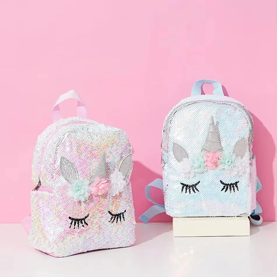 Unicorn Sequin Backpack Cartoon School Bag School Bookbag large capacity Book food Storage Double Shoulder Backpack Travel