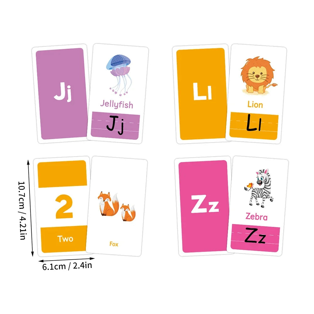 58PCS ABC Alphabet Flashcards Montessori Early Education Toys Baby  Shapes Animals Learning Cards Games Puzzles For Kids Gifts