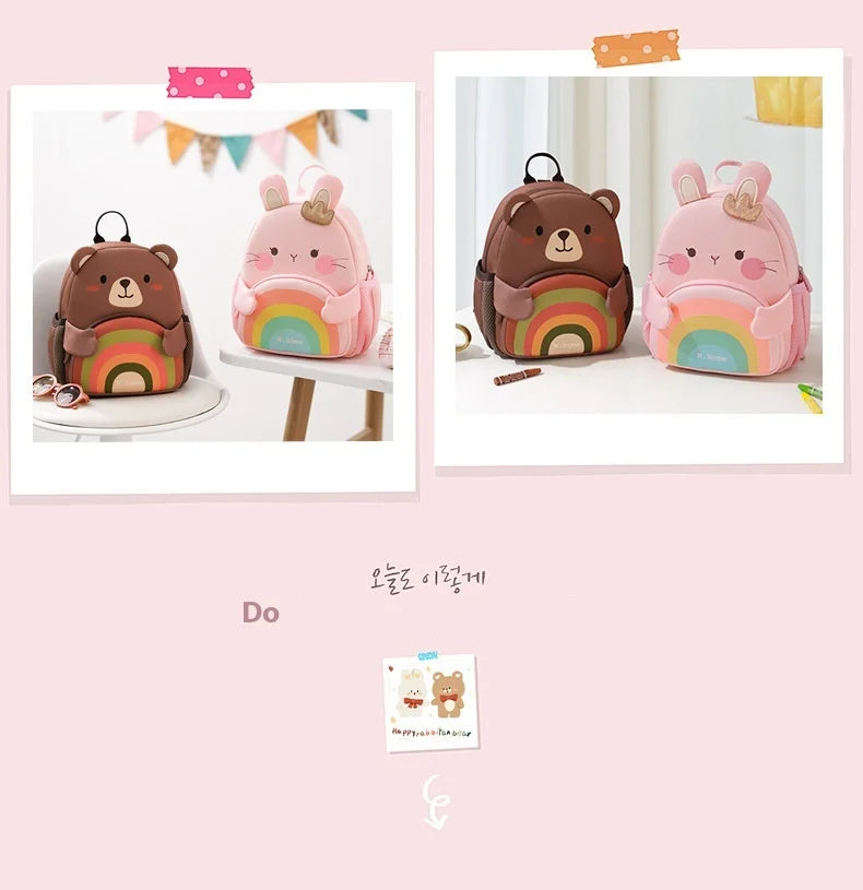 2025 New Arrival Cute Bear & Bunny Kids Backpack - Lightweight School Bag for Preschool Boys Girls, Adorable Toddler Travel