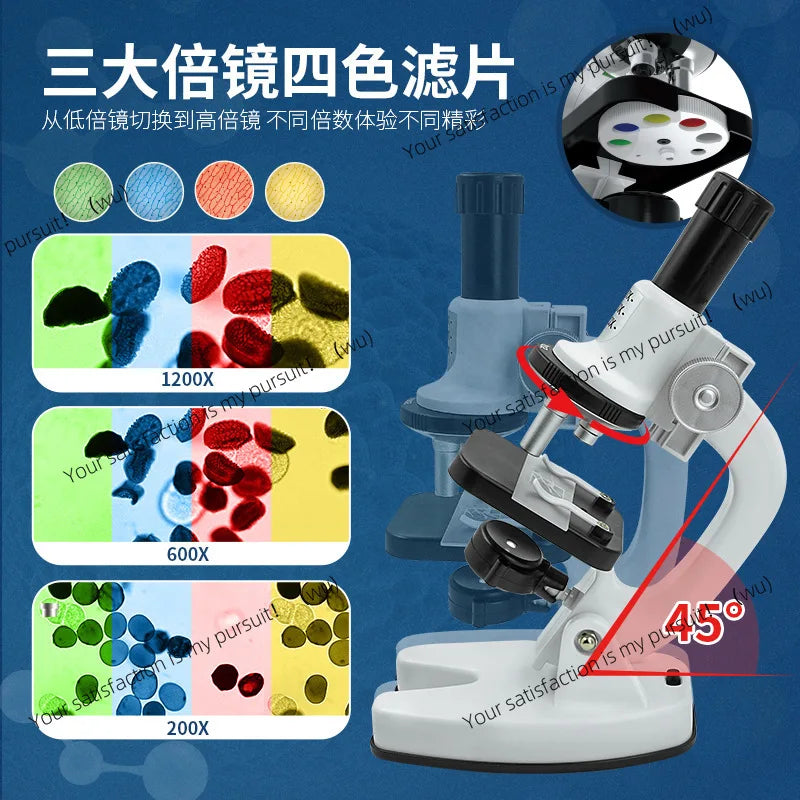 High definition 1200 times microscope toy set for primary and secondary school students science experiment puzzle science and