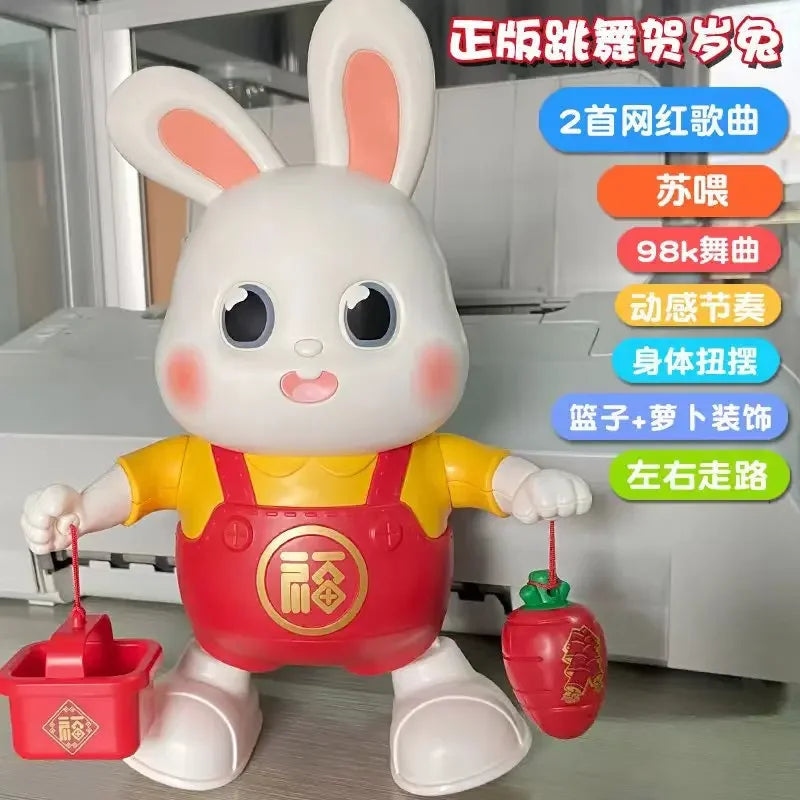 Electric Dancing Little Fu Rabbit TikTok Same Style Robot Light Music Children's Educational Luminous Toys