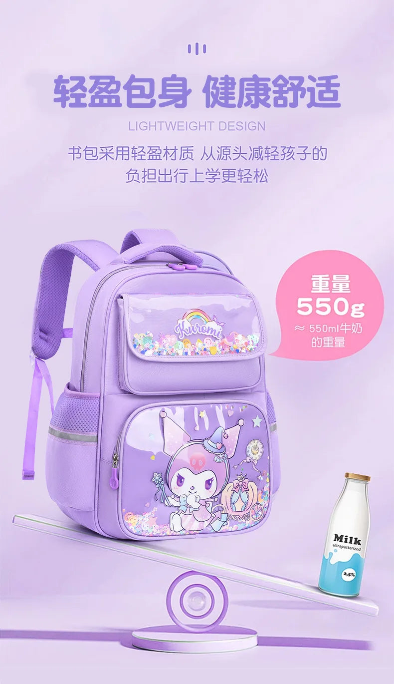 Pupil Schoolbag Backpack Lightweight Student Large Capacity Children's Cartoon Bags Cinnamoroll Sanrio Kuromi My Melody