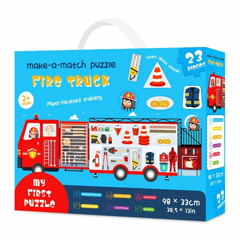 Jumbo Floor Puzzle Fire Truck Toddler Puzzles for Kids Firefighters Emergency Rescue Ambulance Jigsaw Puzzles Toys for Boy Girl