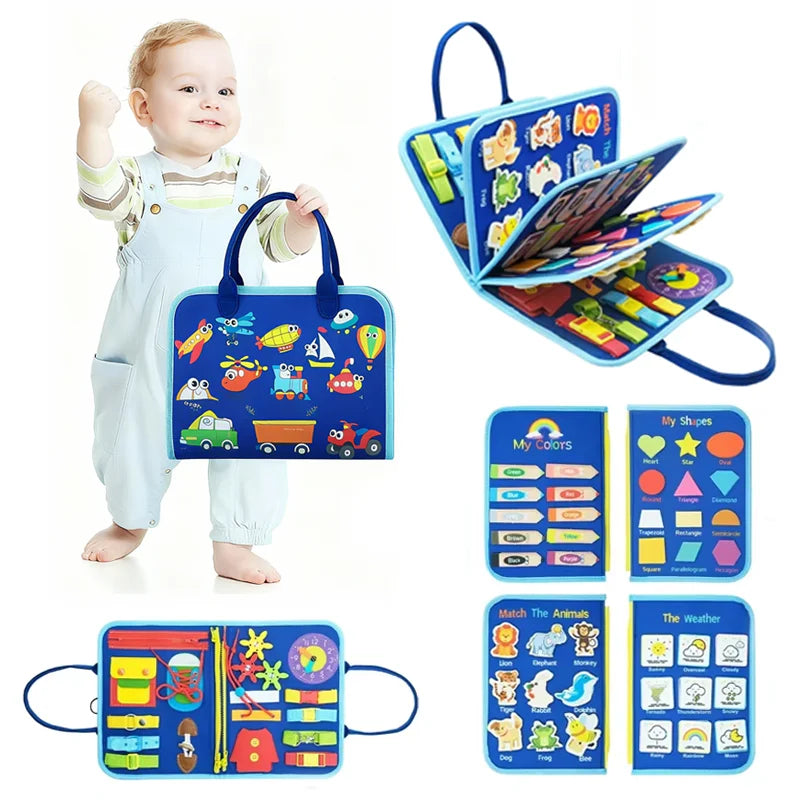 2026 New Montessori Busy Board Educational Activity Developing Sensory Board Fine Basic Dress Motor Skills Travel Toys Kids Gift