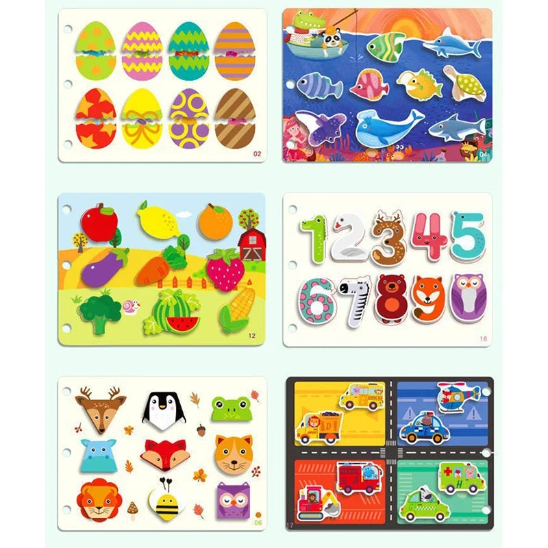 Montessori Busy Book for Kids Toddlers Educational Toys Baby Diy Paste Quiet Book Children Animals Numbers Matching Puzzles Toys