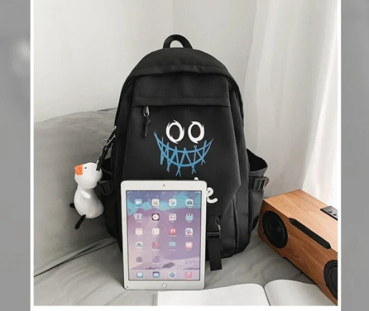 Fashion Cute Cartoon Pattern Waterproof Student School Bag, Casual Large Capacity Nylon Zipper Backpack Woman and Man