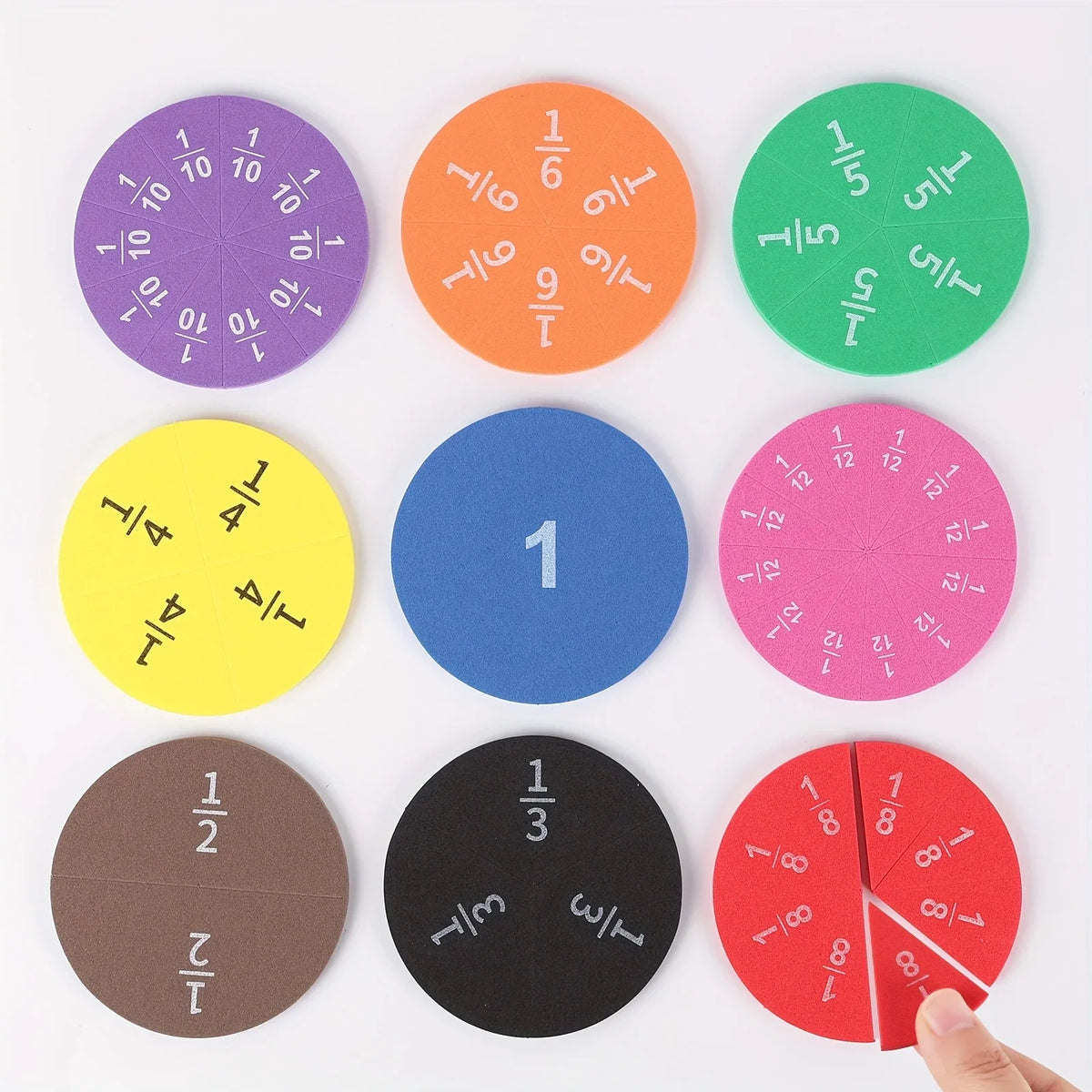 Interactive Fraction Math Manipulatives - 9PCS EVA Score Addition and Subtraction Calculation Demo for Students STEM Education