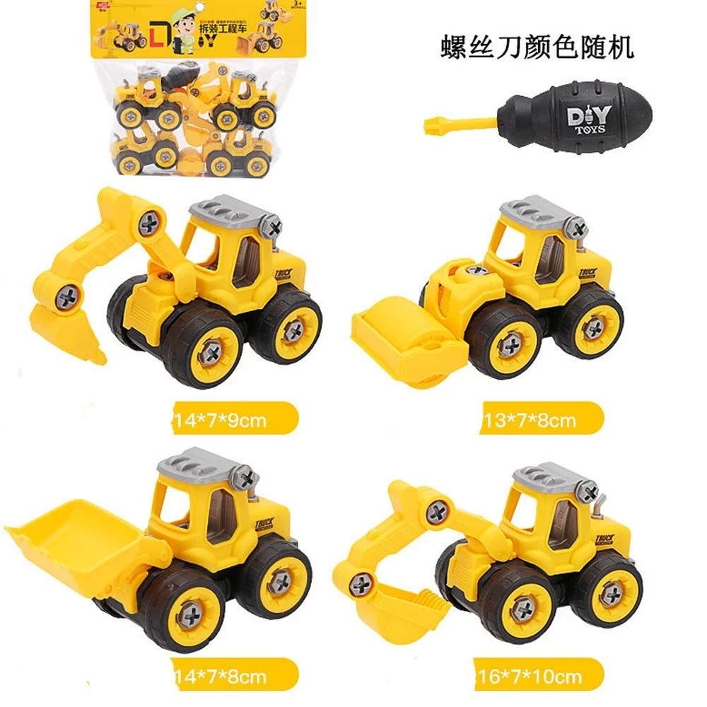 Screw Nut Truck Toys for Kids Boy Creative Tool Car Take Apart Construction Engineering Car Fire truck DIY Educational Toy Build