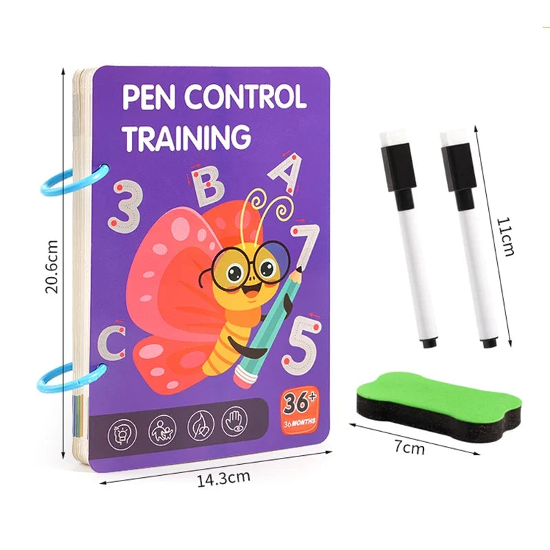 Montessori Writing Control Training Book Reusable Magical Tracing Workbook Practice Book Children Drawing Education Stationery