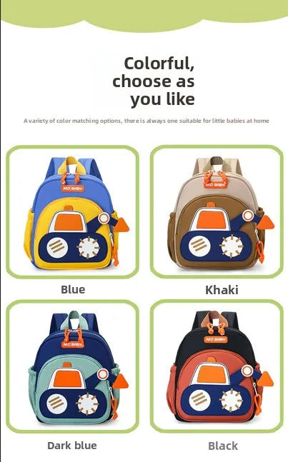 Kids Backpack for Boys Girls Toddler School Kinder garten Cute Construction Truck Car Design Trendy Casual Backpack - Baby's
