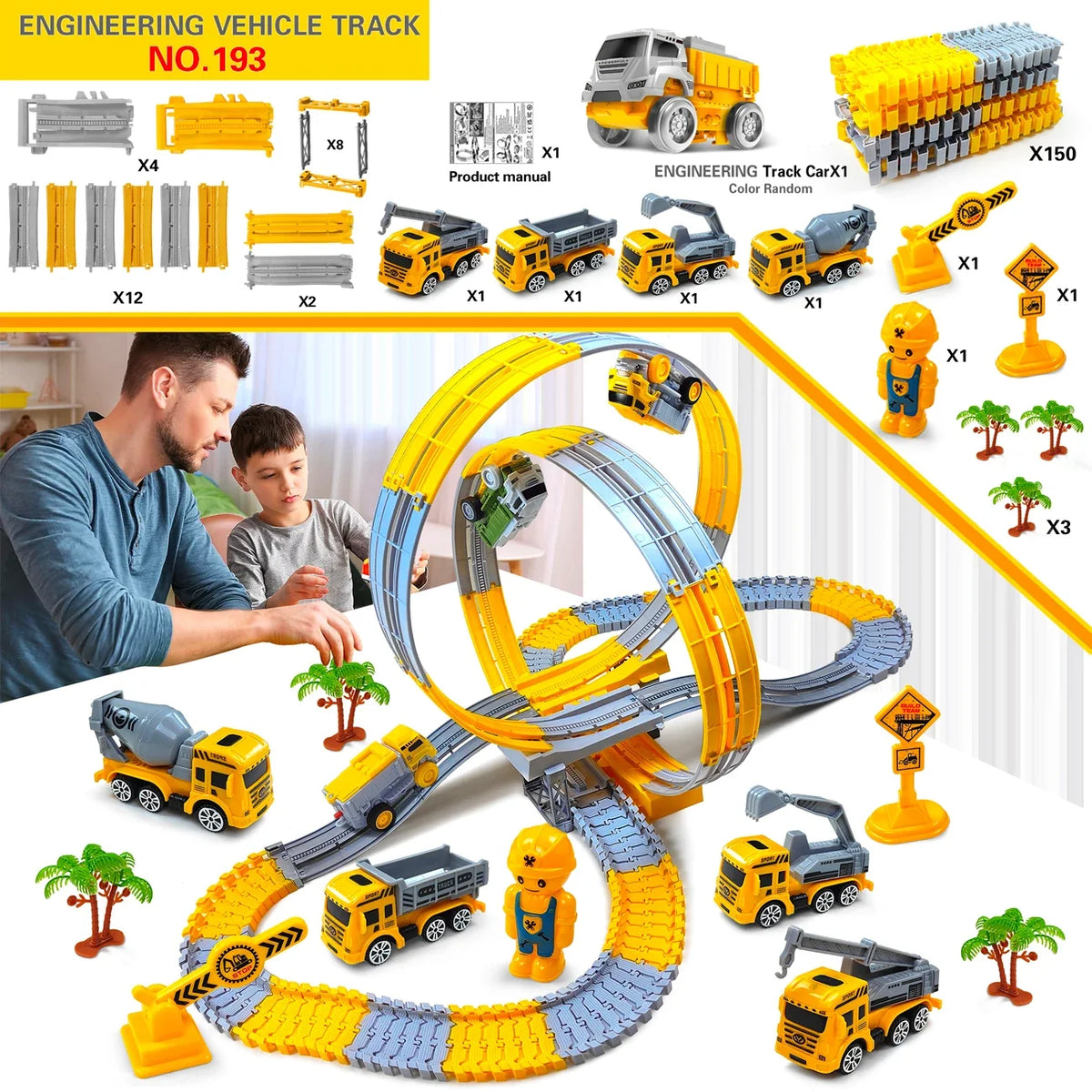 Space Track Toys Magic Climbing electric Engineering Race Car Toy  Bendable Flexible Race track Cars Train Toy For Kid Gift