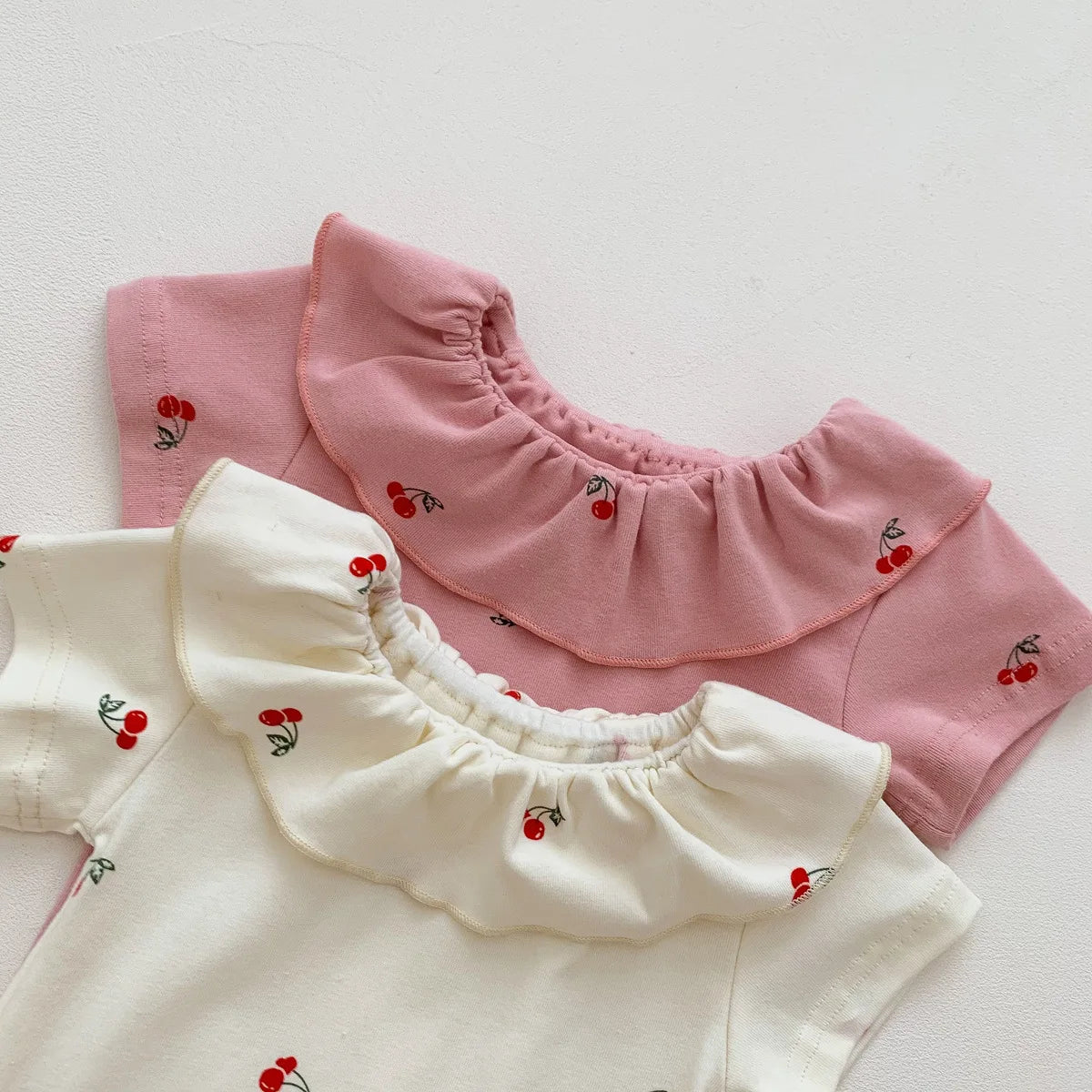 Summer Baby Clothes Newborn Thin Infant Girls One-Piece Cherry Short Sleeve Romper Newborns Jumpsuit Homewear Casual Pajamas
