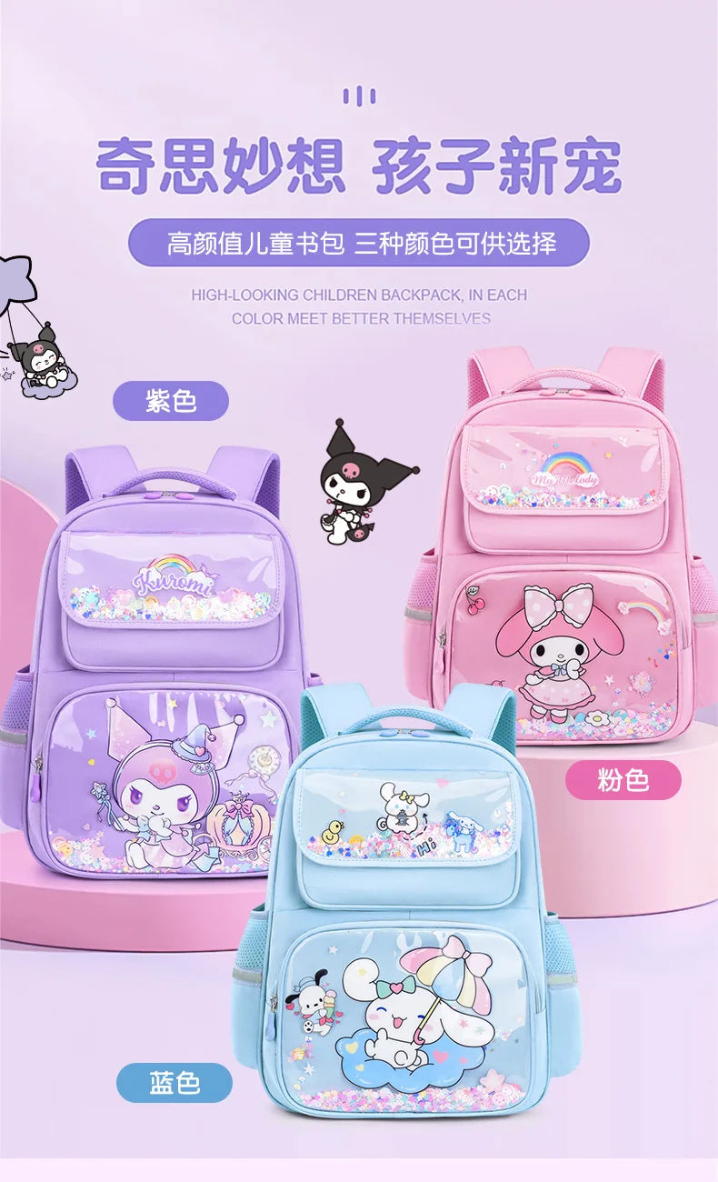 Pupil Schoolbag Backpack Lightweight Student Large Capacity Children's Cartoon Bags Cinnamoroll Sanrio Kuromi My Melody