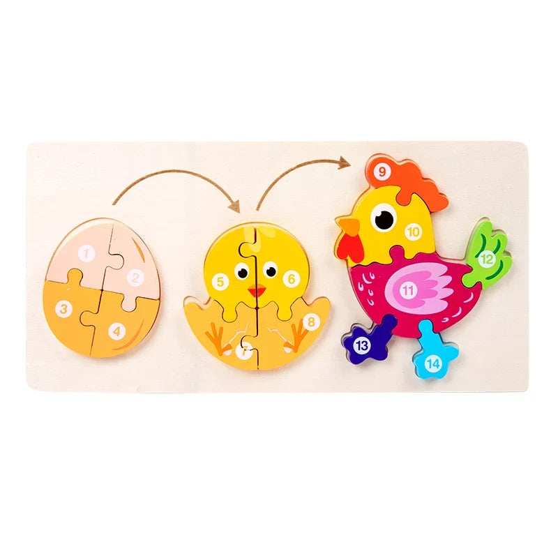 Baby Toy Wooden 3D Puzzle Toys Life cycle puzzle Cartoon Jigsaw For Children Baby Early Education Intelligence for Kids