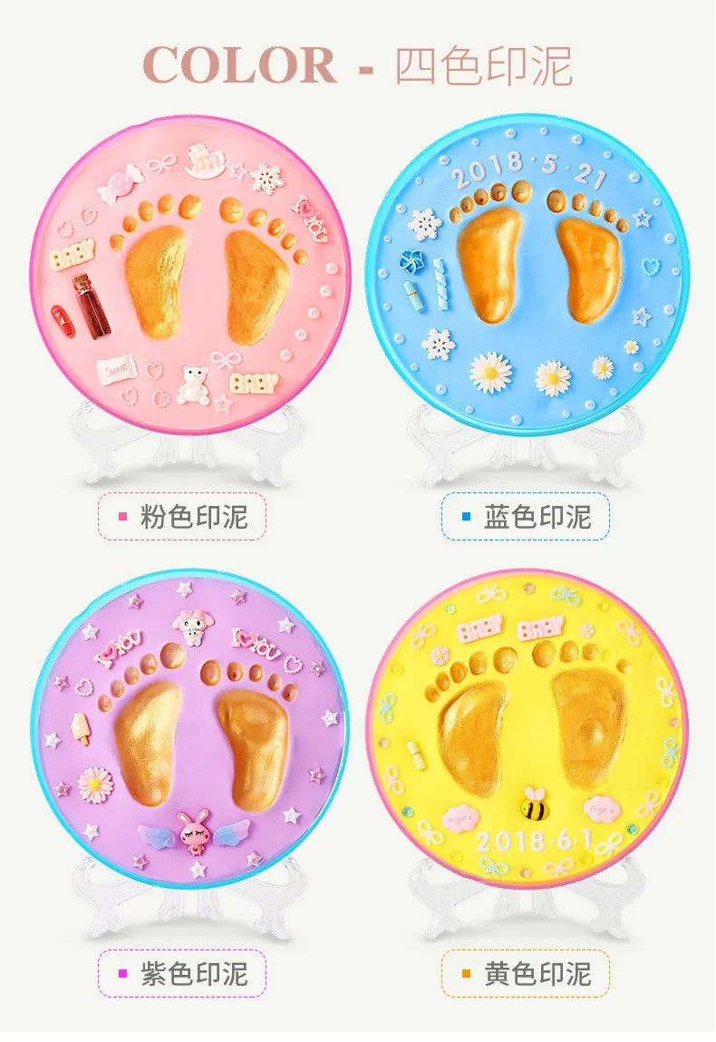 Baby Children's Hand and Foot Printing Mud Creative Diy Baby 100 Day Full Moon Gift First Year Souvenir