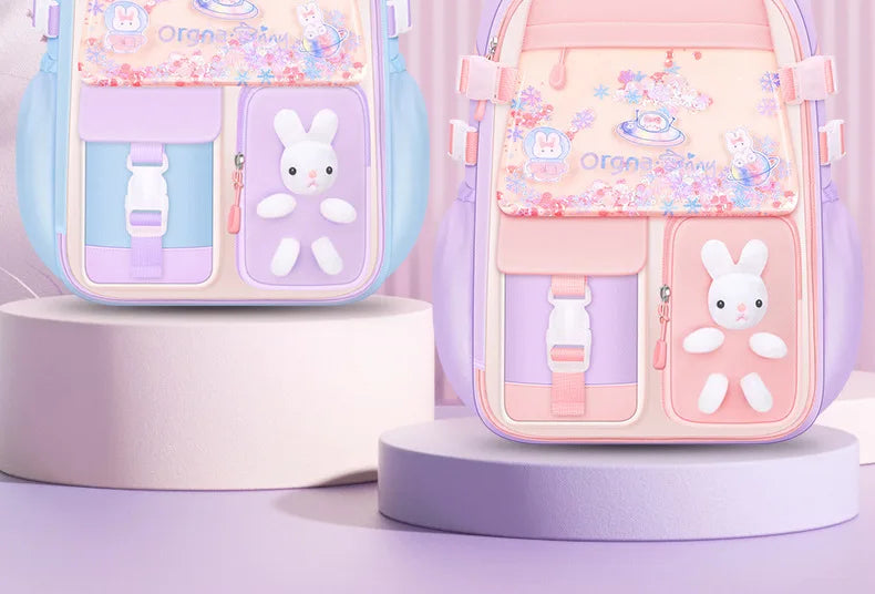 Cute Student Backpack 3pcs/set Primary Schoolbag Rabbits and quicksand Kawaii Student Backpack Teenage Girls Handbag