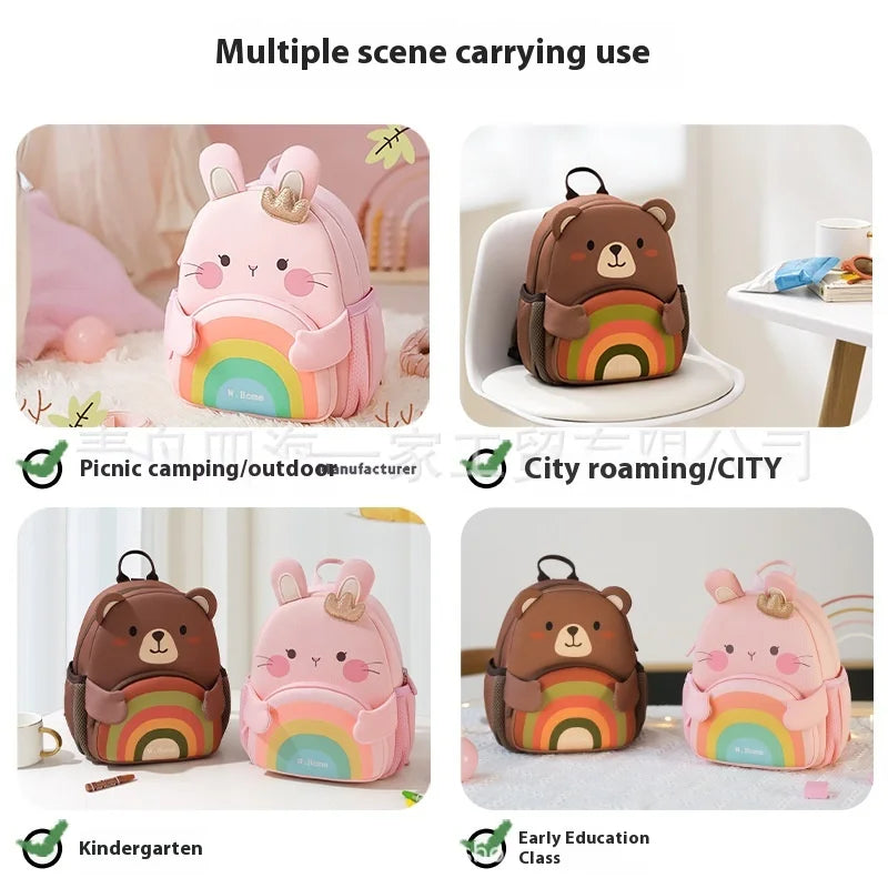 2025 New Arrival Cute Bear & Bunny Kids Backpack - Lightweight School Bag for Preschool Boys Girls, Adorable Toddler Travel
