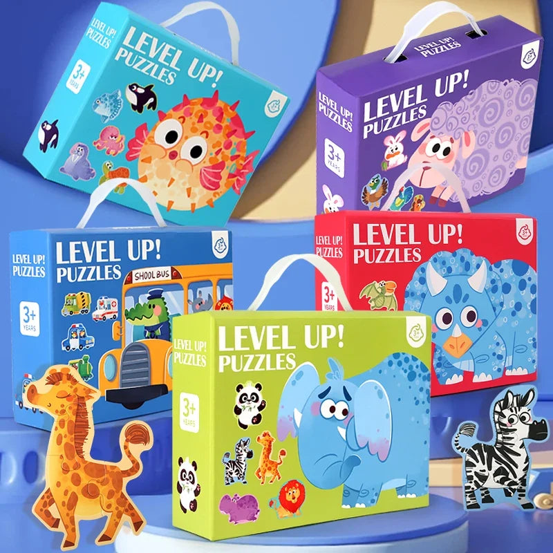 Wooden Jigsaw Puzzle Kids Toy Cartoon Animal Jigsaw Puzzles Game Early Educational Toys Gift Set for Children