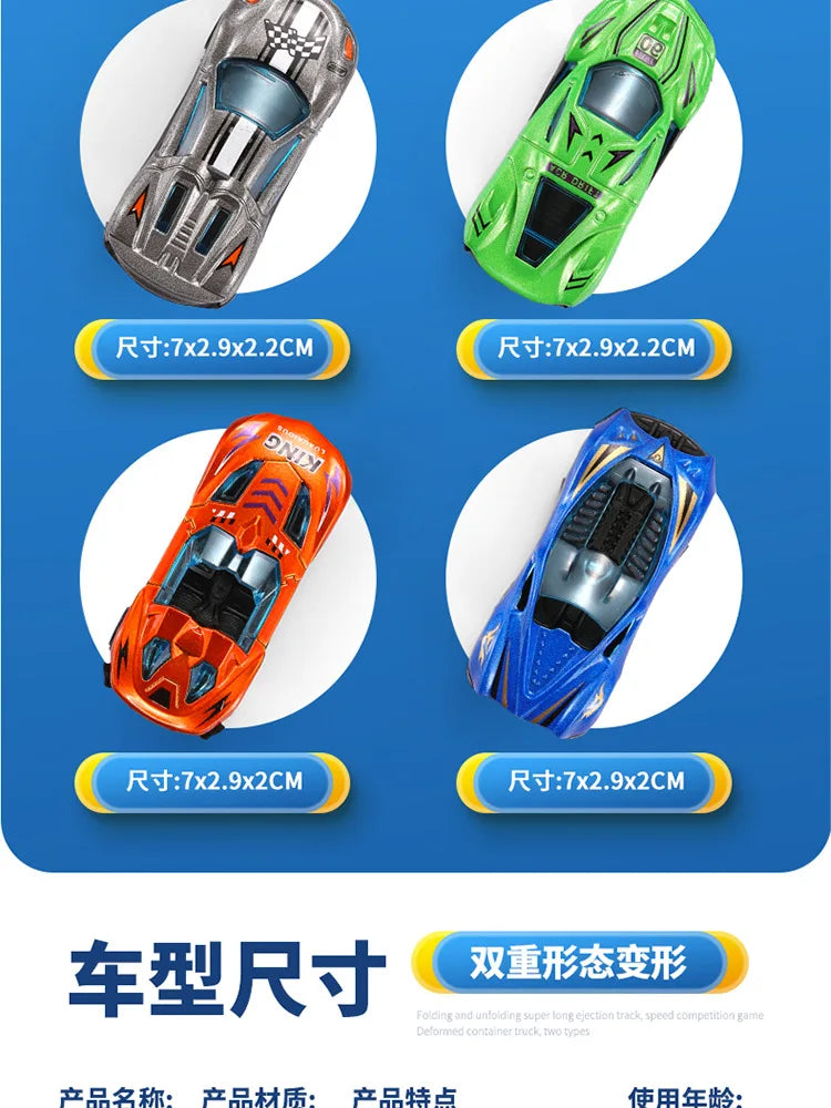 New Product Folding Dinosaur Transporter Car Competitive Game Roll To Eat Car Vehicle Racing Track With Mini Car Kid Gift Toy