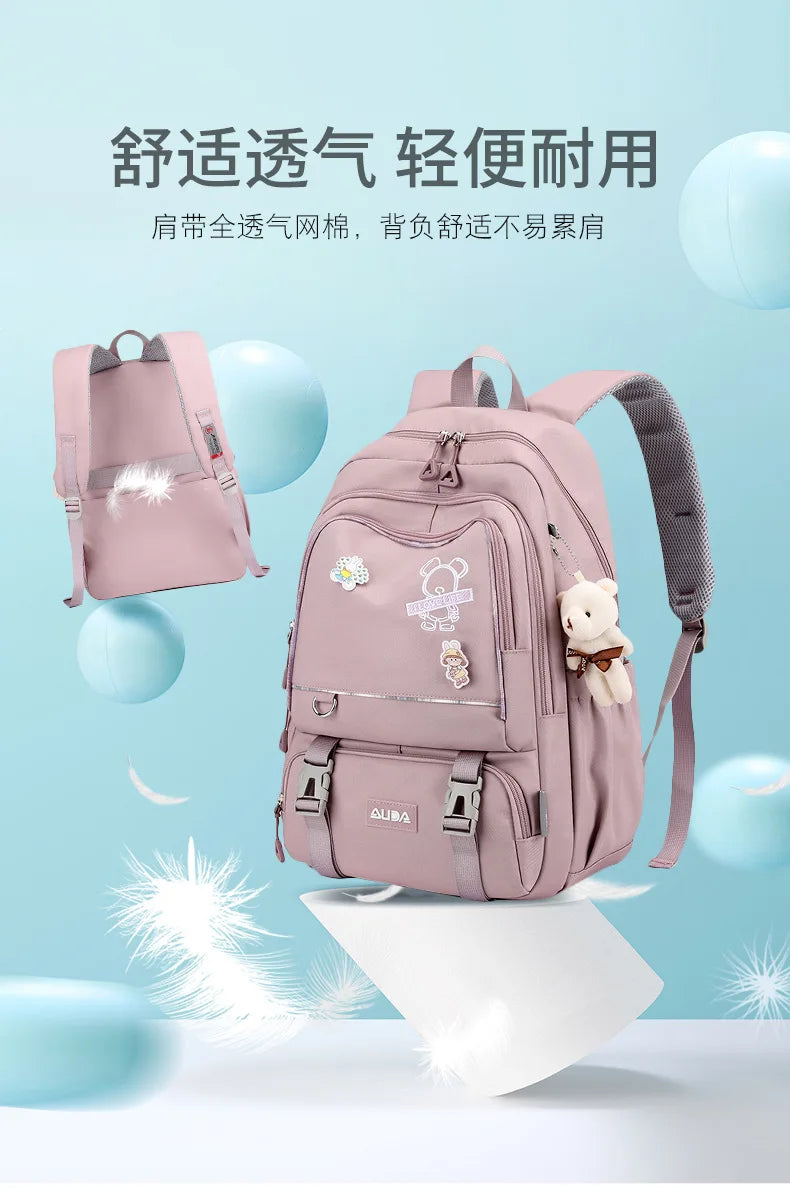 Children School Bags For Girls Large Schoolbag Kawaii Primary School Backpack Kids Book Bag Waterproof Laptop Travel