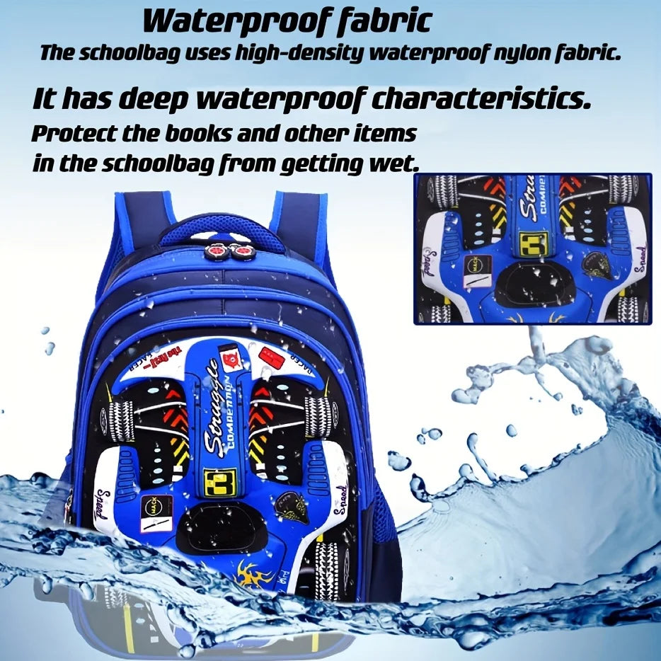 Waterproof Lightweight 3D Car Backpack Kindergarten Kid Preschool Backpack Young Children Boy Girl SchoolBag Primary Red