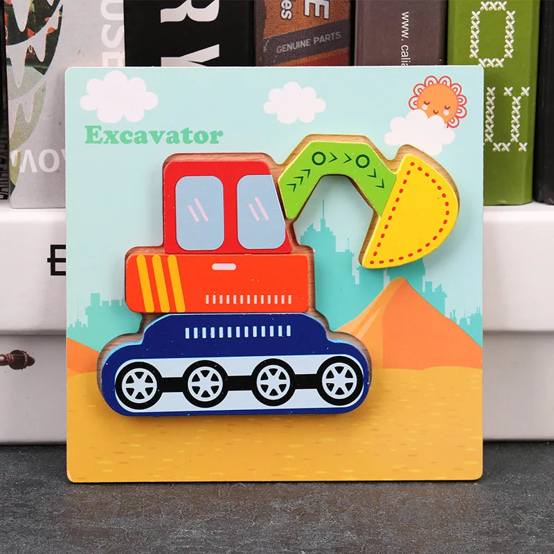 Baby High Quality 3D Wooden Puzzles Educational Cartoon Animals Early Learning Intelligence Puzzle Game Toys for Children