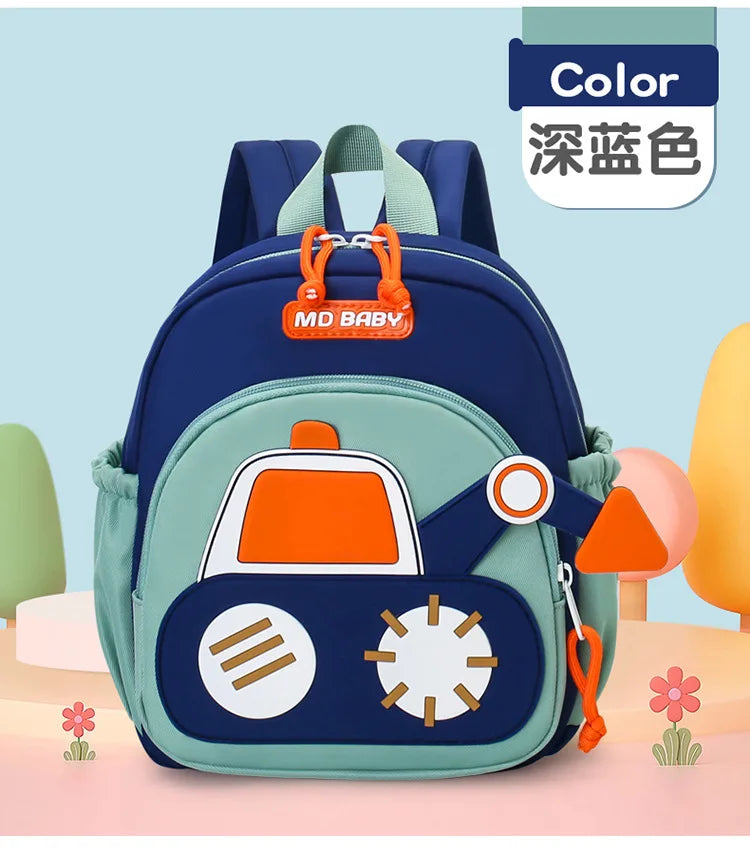 Kids Backpack for Boys Girls Toddler School Kinder garten Cute Construction Truck Car Design Trendy Casual Backpack - Baby's
