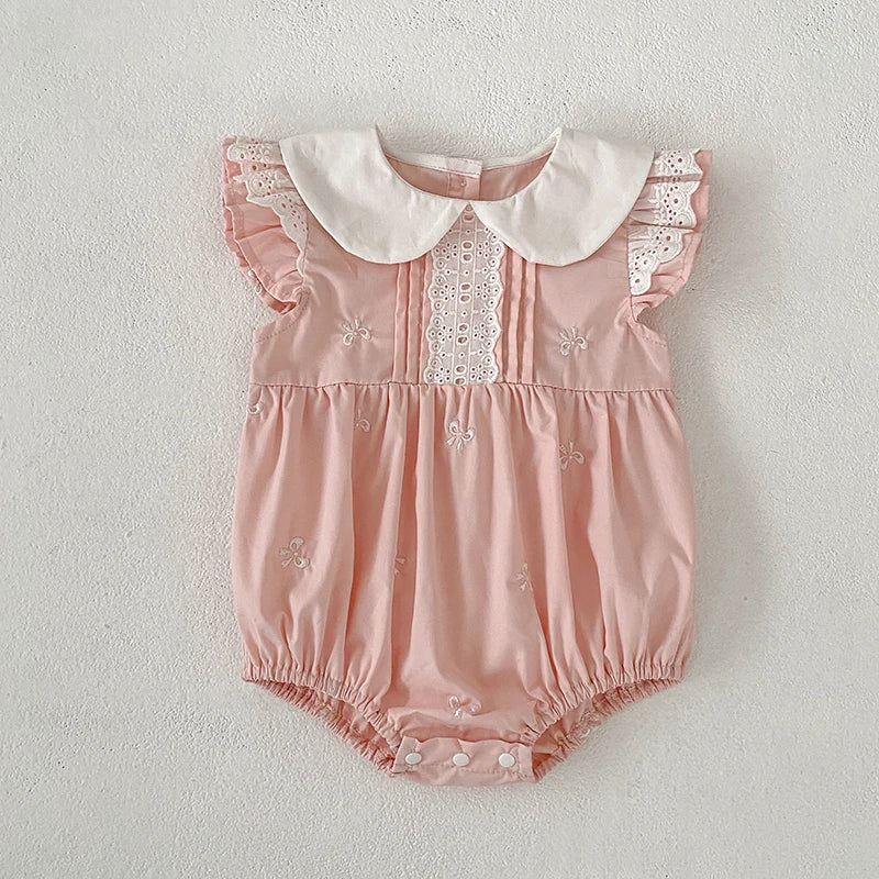 2026 New Summer Newborn 0-24M Infant Baby Girl Romper Baby Girl Clothing Flutter Sleeved Cotton Print Baby Girl Rompers