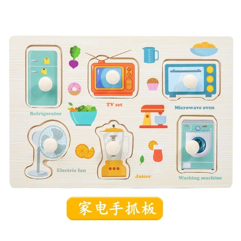Wooden Puzzles for Toddlers Montessori Baby Learning Alphabet Number Shape Puzzle Toys Kids Educational Matching Board Wood Game