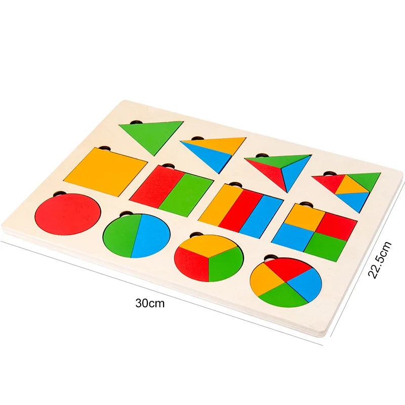 Wooden Puzzle Shape Matching Board Baby Montessori Early Education Toys Wooden Handgrip Board Educational Toys for Children TMZ