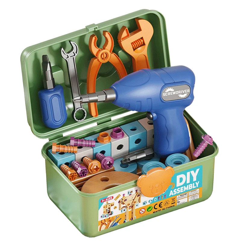 DIY Nut Hand Disassembly Assembly Puzzle Simulated Screwing Toolbox Early Educational Kids Toy Shape Insert Blocks Toys For Boys
