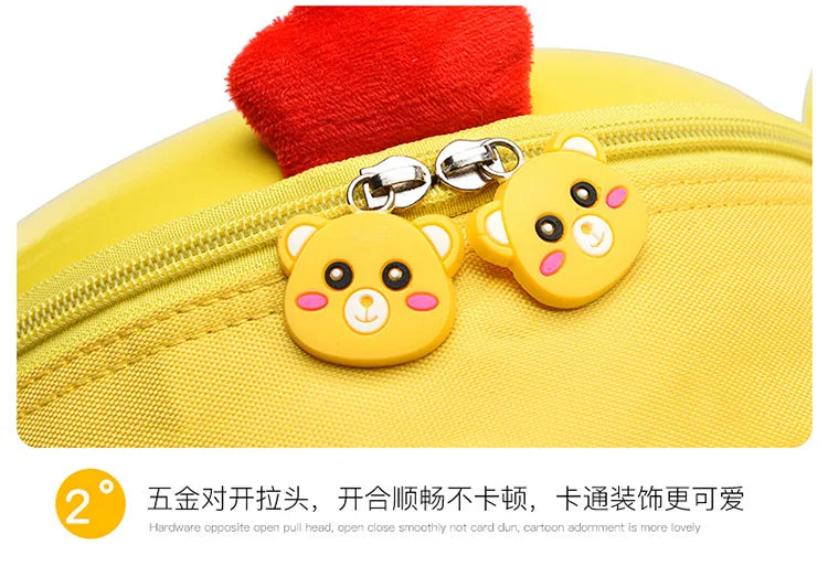 Kindergarten cartoon backpack children aged 1-3 boys girls with double shoulder anti loss backpack cute little chicken hard