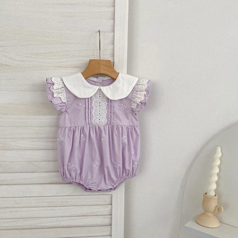 2026 New Summer Newborn 0-24M Infant Baby Girl Romper Baby Girl Clothing Flutter Sleeved Cotton Print Baby Girl Rompers