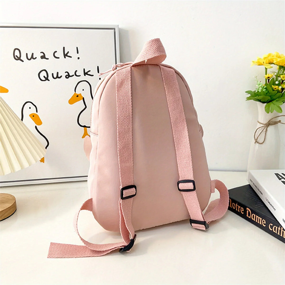 Girl Rabbit Ear Backpack Casual Schoolbag Waterproof Large Capacity School Backpack Smooth Zipper Solid Teens Travel and