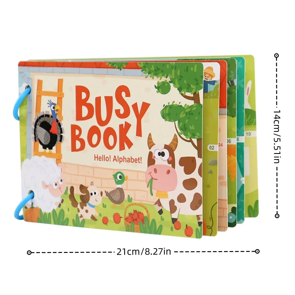 Early Education Puzzle Enlightenment Busy Book, Multiple Themes of Cognitive Tear-Off Toy Book, Early Development of Concentration and Hand-Eye Coordination