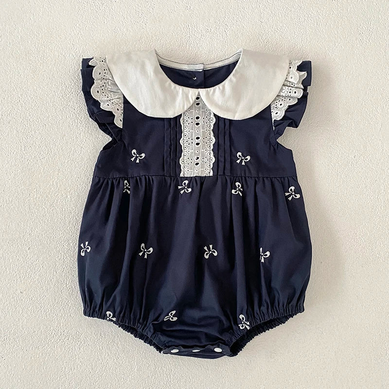 2026 New Summer Newborn 0-24M Infant Baby Girl Romper Baby Girl Clothing Flutter Sleeved Cotton Print Baby Girl Rompers