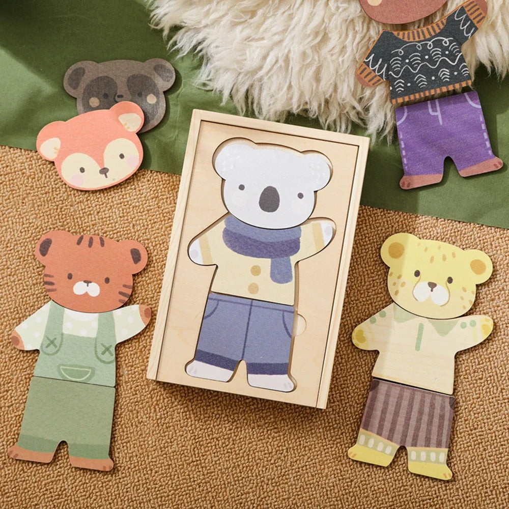 3D Wooden Jigsaw Puzzles for Children Cartoon Animal Hand eye coordination game Baby Educational Puzzles Toy Baby puzzle gift