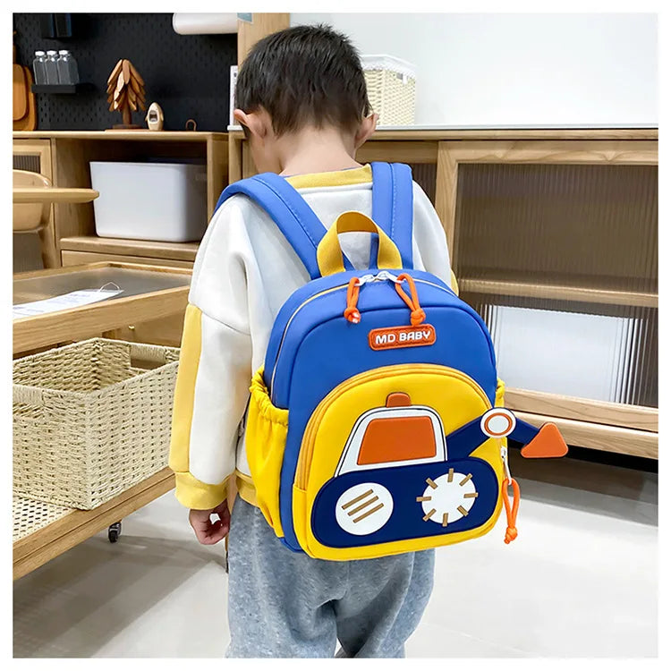 Kids Backpack for Boys Girls Toddler School Kinder garten Cute Construction Truck Car Design Trendy Casual Backpack - Baby's