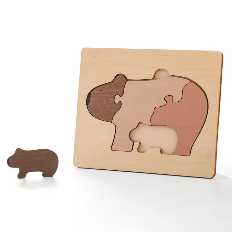 Wooden Puzzle Montessori Toys Baby Cartoon Ocean Animal Colorful Learning Education Block Toys Tangram Jigzaw Cognitive Kid Gift