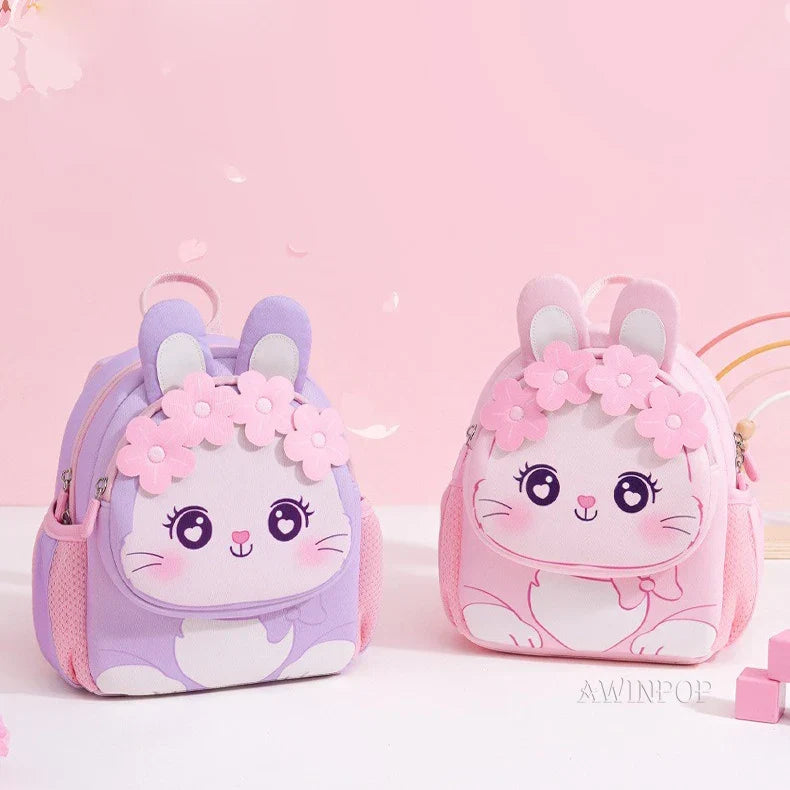 Toddler Backpack for Girls 3-5 Years Old Cartoon Pink Rabbit School Bags Kindergarten Kids Kawaii Bag Mochila Infantil