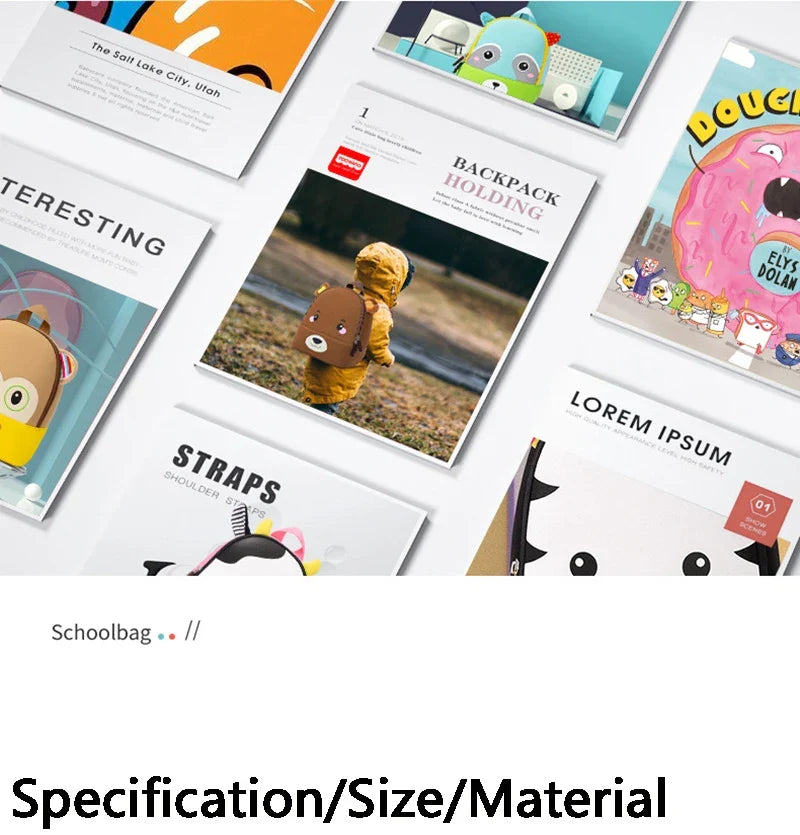Fashion Children School Bags 3D Biomimetic Animal Kids Backpack Kindergarten Boys and Girls School Bags Mini Backpack Book