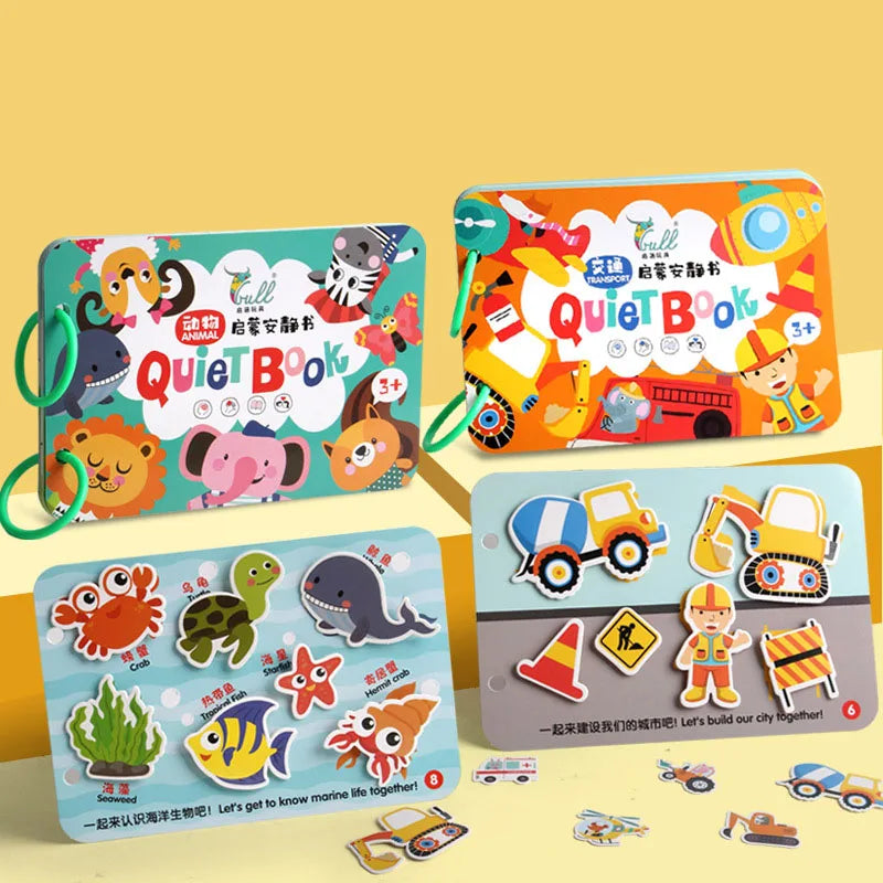 Montessori Busy Book for Kids Toddlers Educational Toys Baby Diy Paste Quiet Book Children Animals Numbers Matching Puzzles Toys