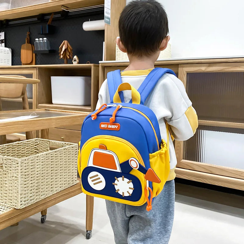 Kids Backpack for Boys Girls Toddler School Kinder garten Cute Construction Truck Car Design Trendy Casual Backpack - Baby's