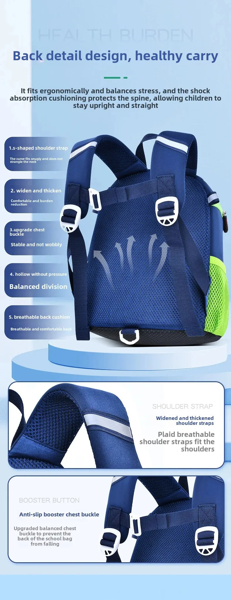 New Cartoon Dinosaur Kindergarten Backpack Spine Protection Lightweight School Bag for Primary School Children - Baby's